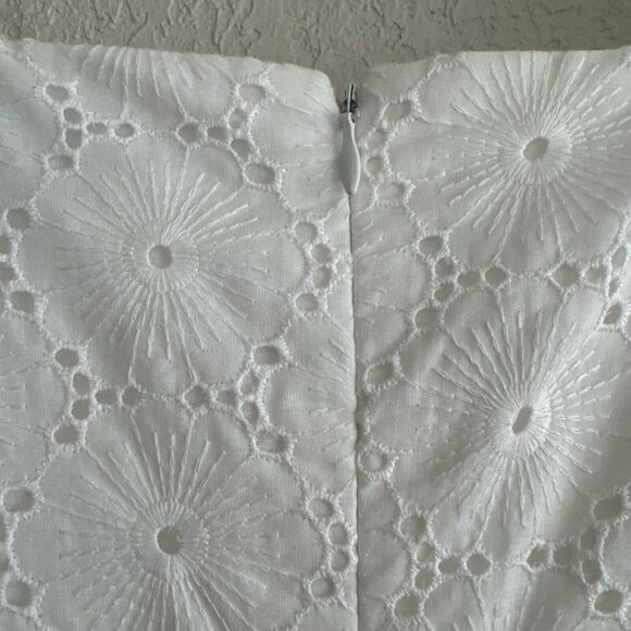 Antonio Melani Cocktail White Dress Mini Tank Keyhole Ruffle V-Neck Zipper Sz 2 - Picture 15 of 16